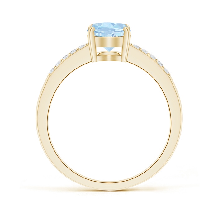 8x6mm AA Oval Solitaire Aquamarine Ring with Diamond Accents in Yellow Gold product image