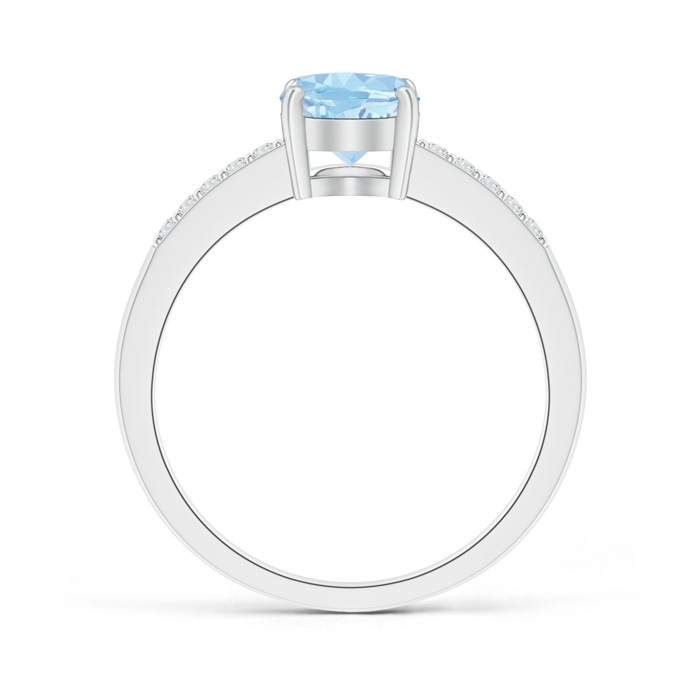 8x6mm AAA Oval Solitaire Aquamarine Ring with Diamond Accents in White Gold product image