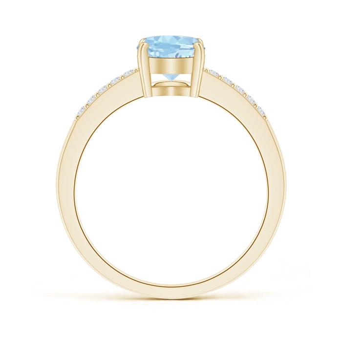 8x6mm AAA Oval Solitaire Aquamarine Ring with Diamond Accents in Yellow Gold product image