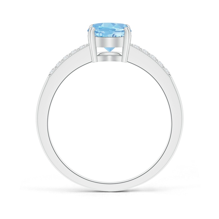 8x6mm AAAA Oval Solitaire Aquamarine Ring with Diamond Accents in White Gold product image