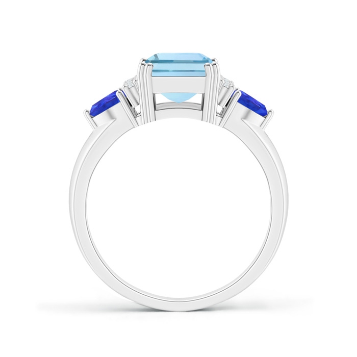 9x7mm AAA Emerald Cut Aquamarine Trillion Tanzanite 3 Stone Ring in White Gold product image