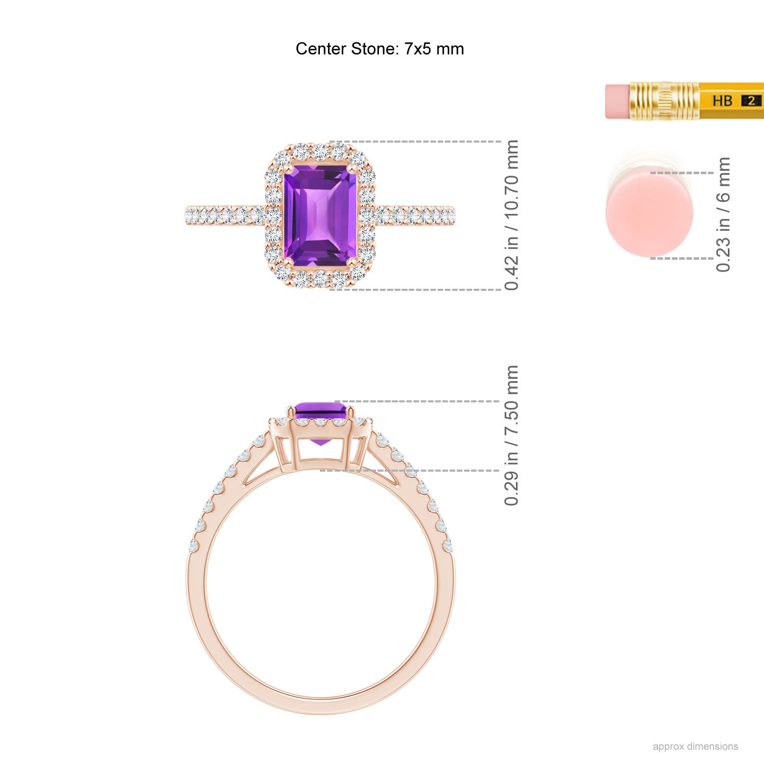 AAA - Amethyst / 1.23 CT / 14 KT Rose Gold