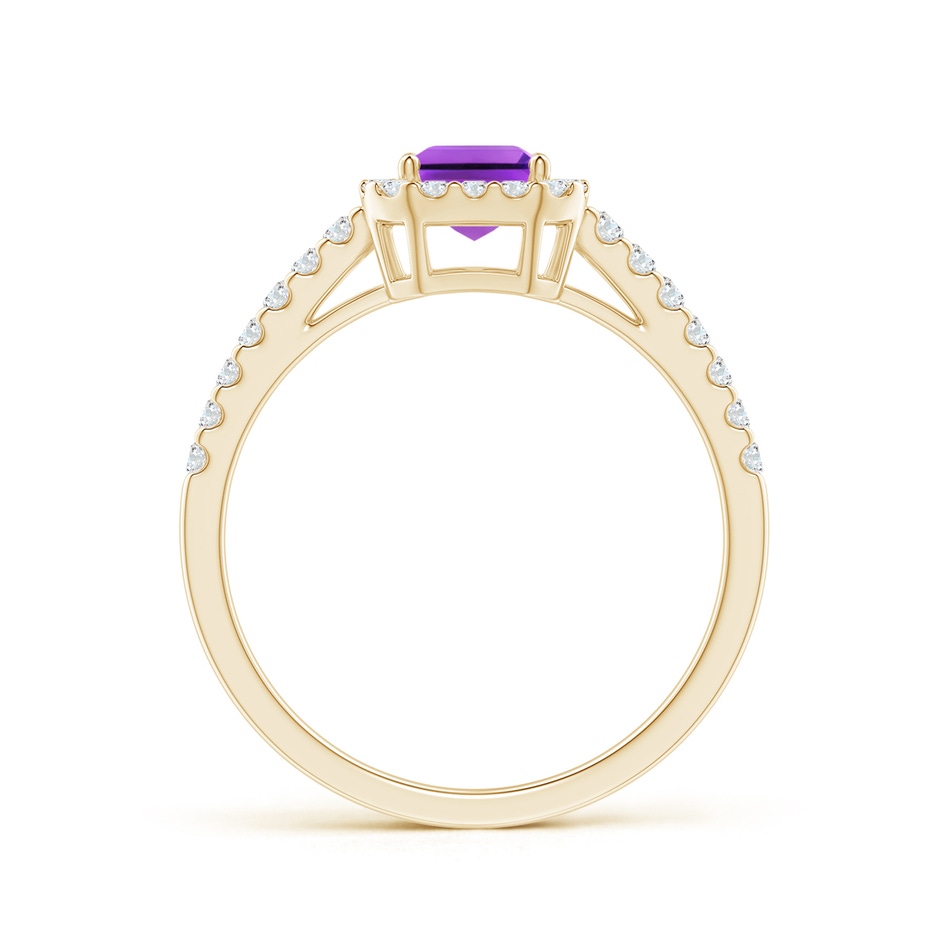 7x5mm AAA Emerald-Cut Amethyst Halo Ring in Yellow Gold side-1