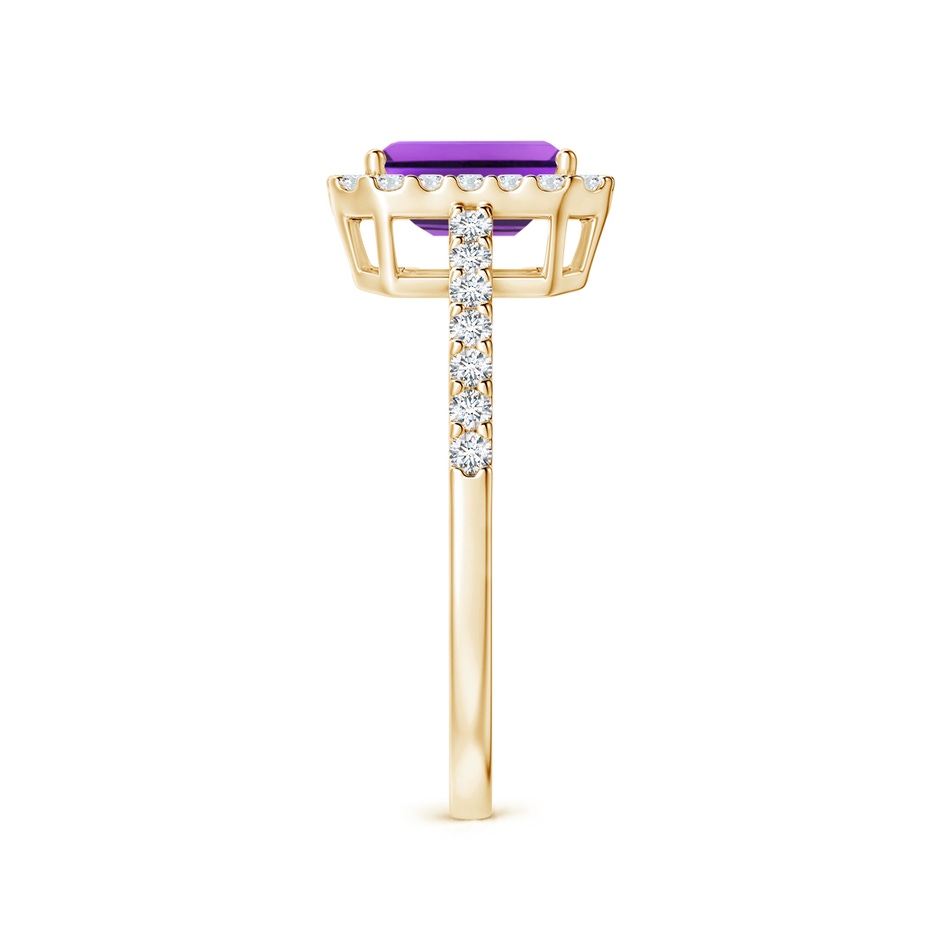 7x5mm AAA Emerald-Cut Amethyst Halo Ring in Yellow Gold side-2