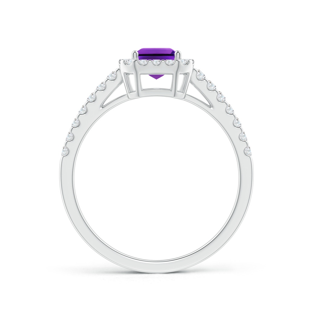 7x5mm AAAA Emerald-Cut Amethyst Halo Ring in P950 Platinum - side_1