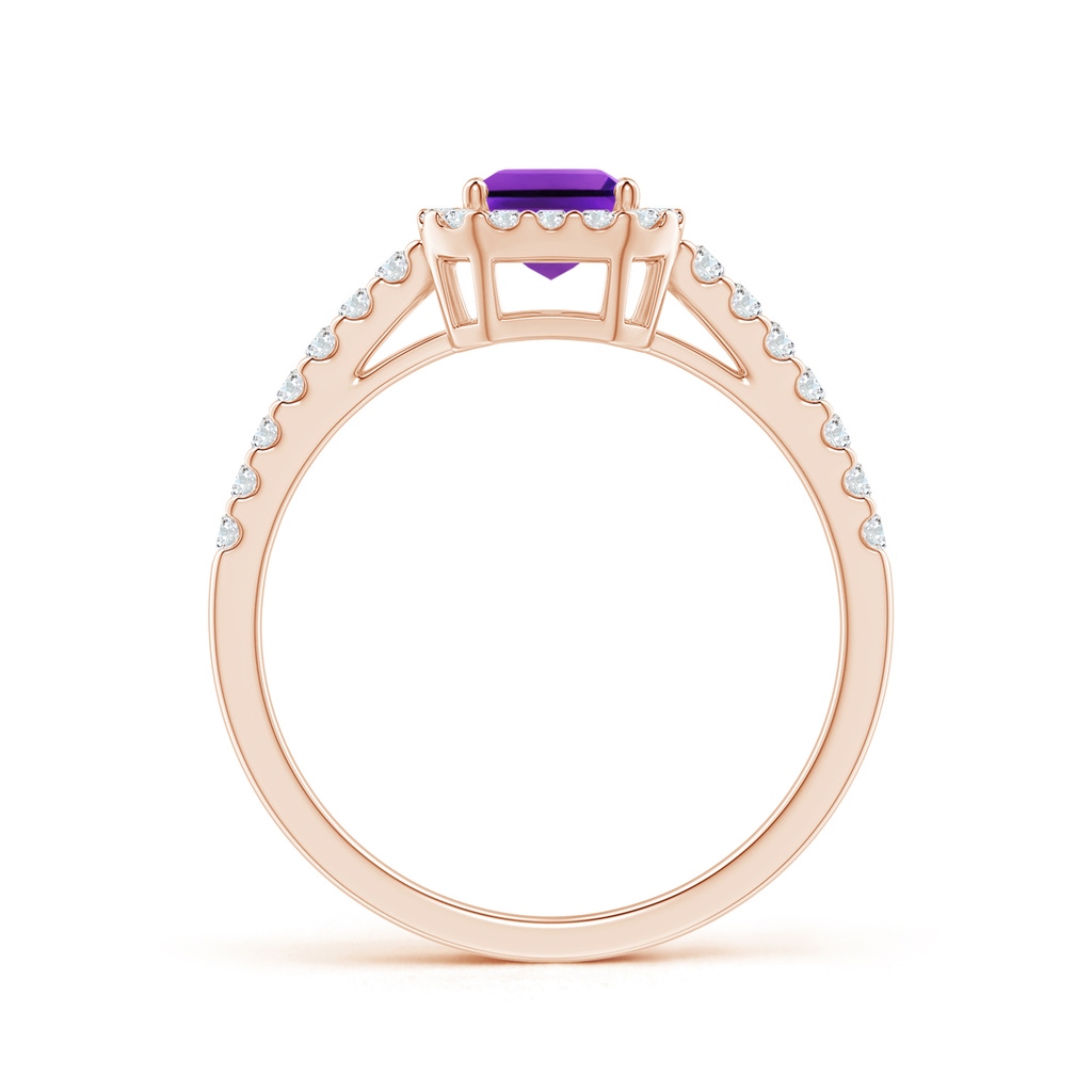 7x5mm AAAA Emerald-Cut Amethyst Halo Ring in Rose Gold - side_1