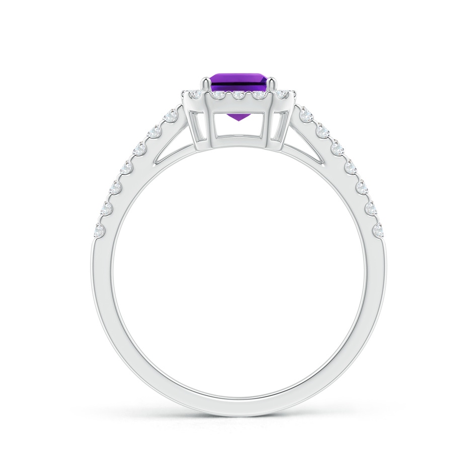 7x5mm AAAA Emerald-Cut Amethyst Halo Ring in White Gold side-1