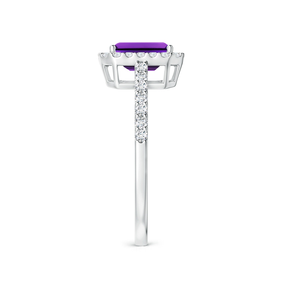 7x5mm AAAA Emerald-Cut Amethyst Halo Ring in White Gold side-2