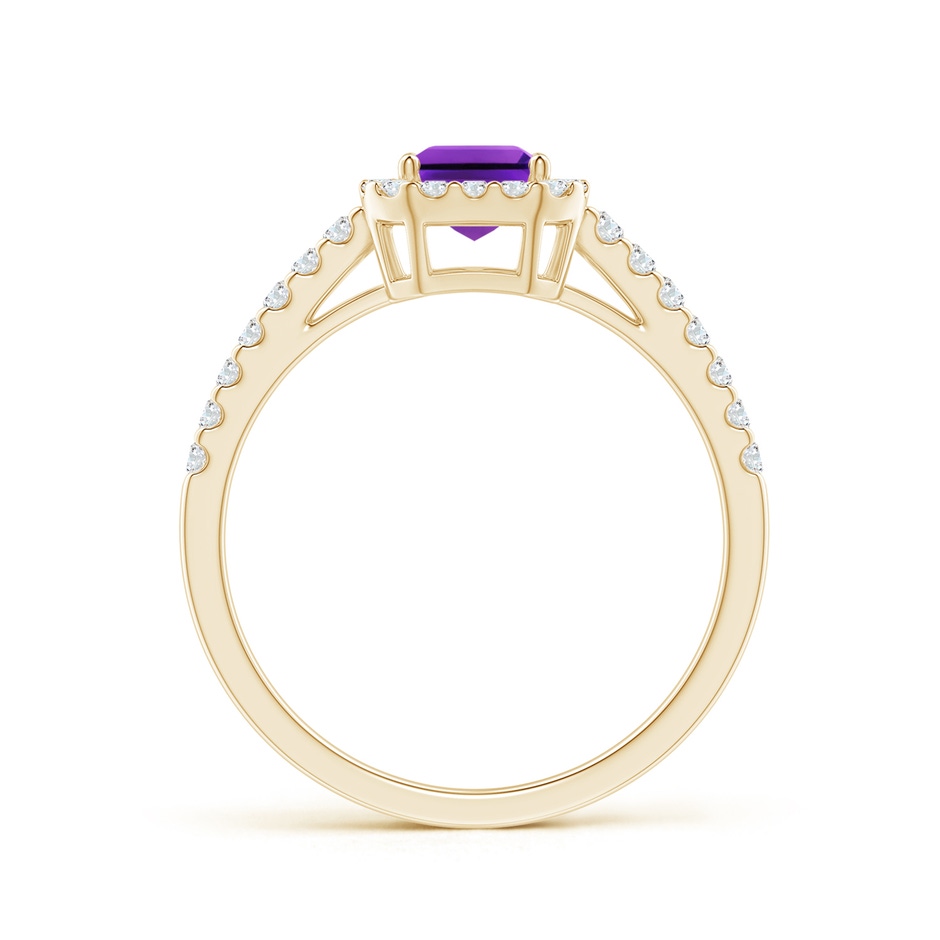7x5mm AAAA Emerald-Cut Amethyst Halo Ring in Yellow Gold side-1