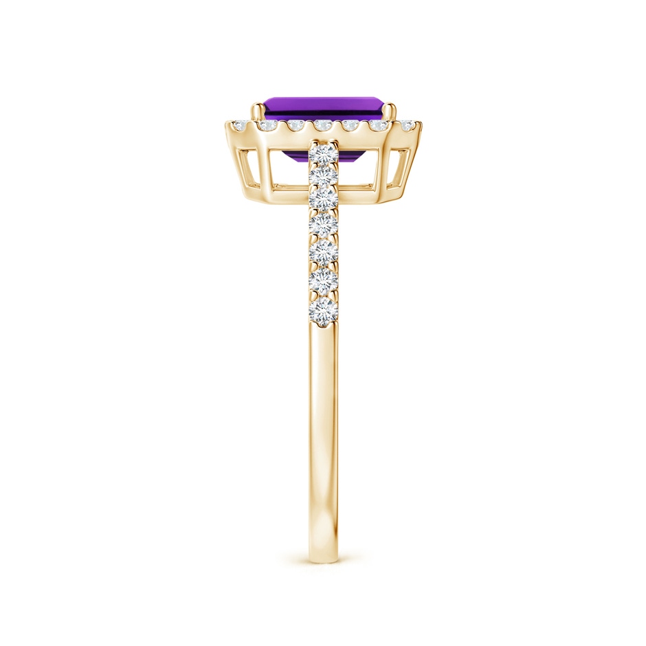 7x5mm AAAA Emerald-Cut Amethyst Halo Ring in Yellow Gold side-2