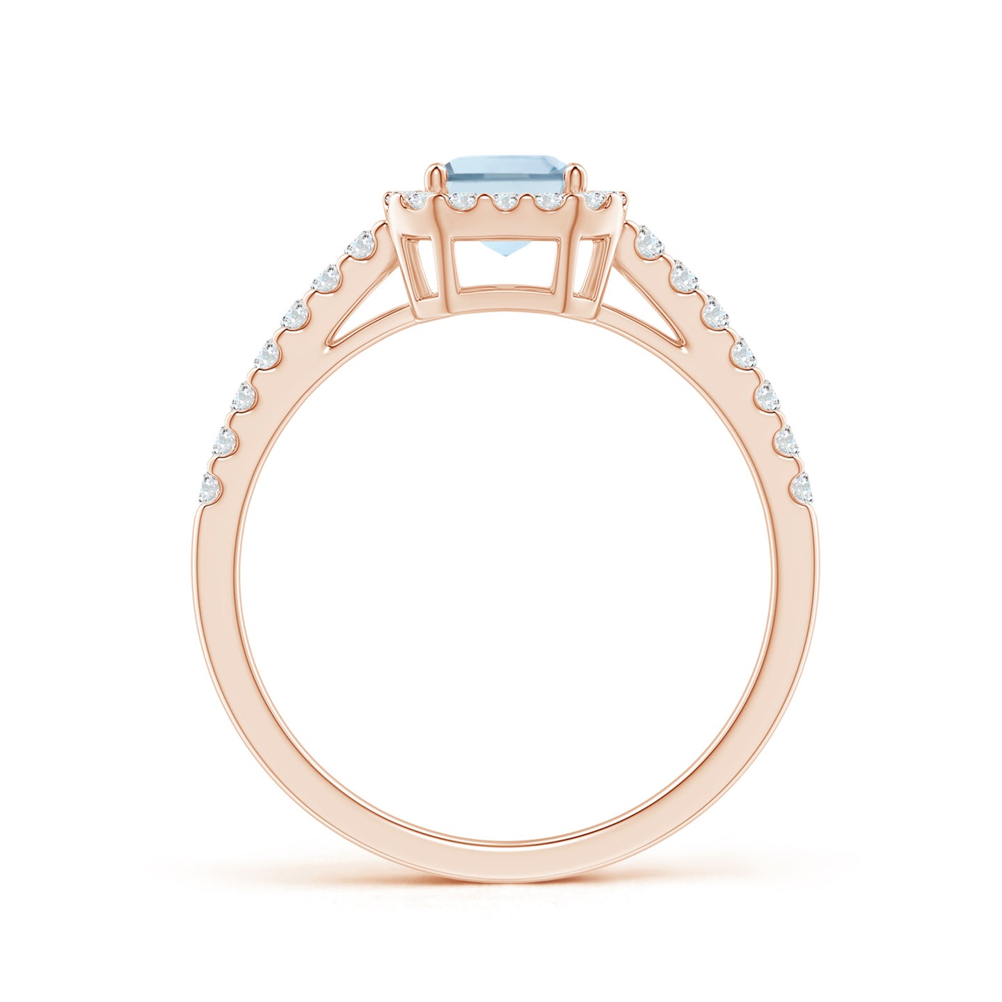 Vintage Inspired Emerald-Cut Aquamarine Halo Ring