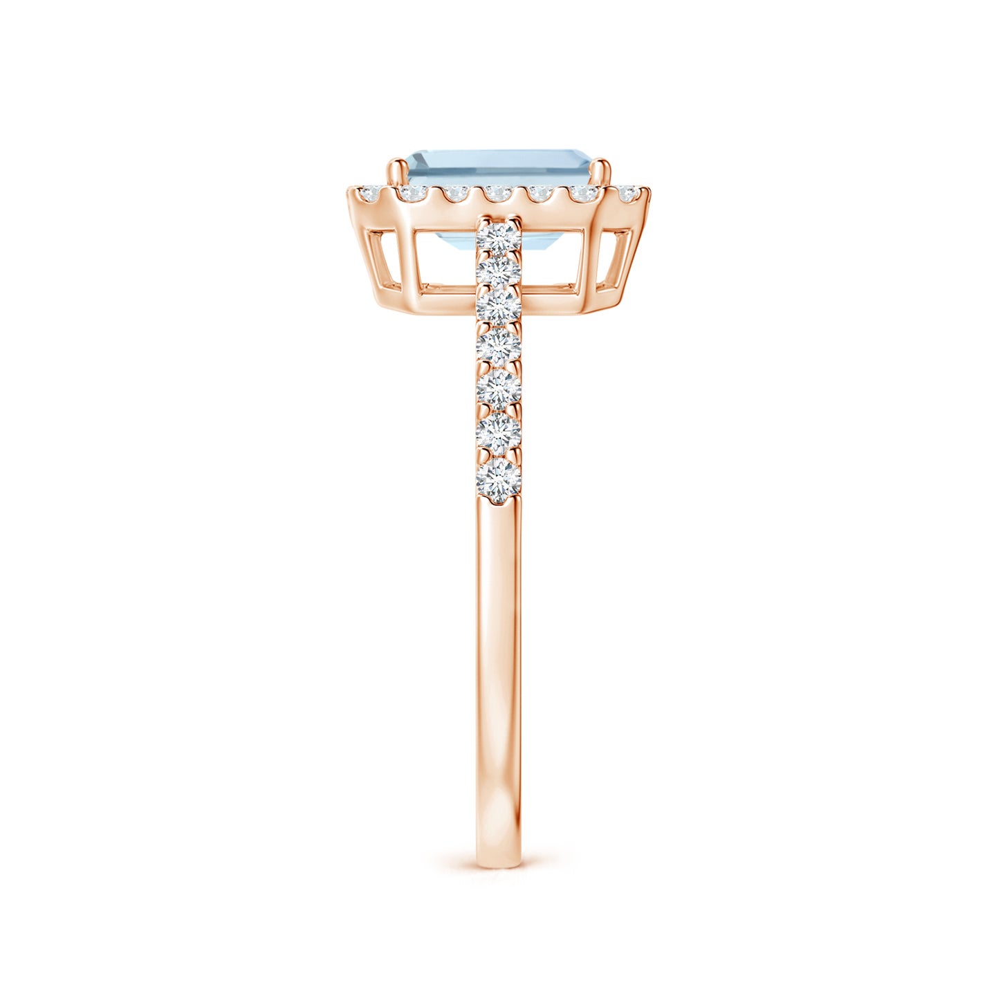 Vintage Inspired Emerald-Cut Aquamarine Halo Ring
