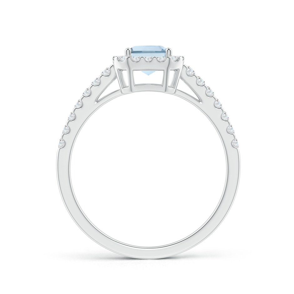 7x5mm A Vintage Inspired Emerald-Cut Aquamarine Halo Ring in White Gold side-1