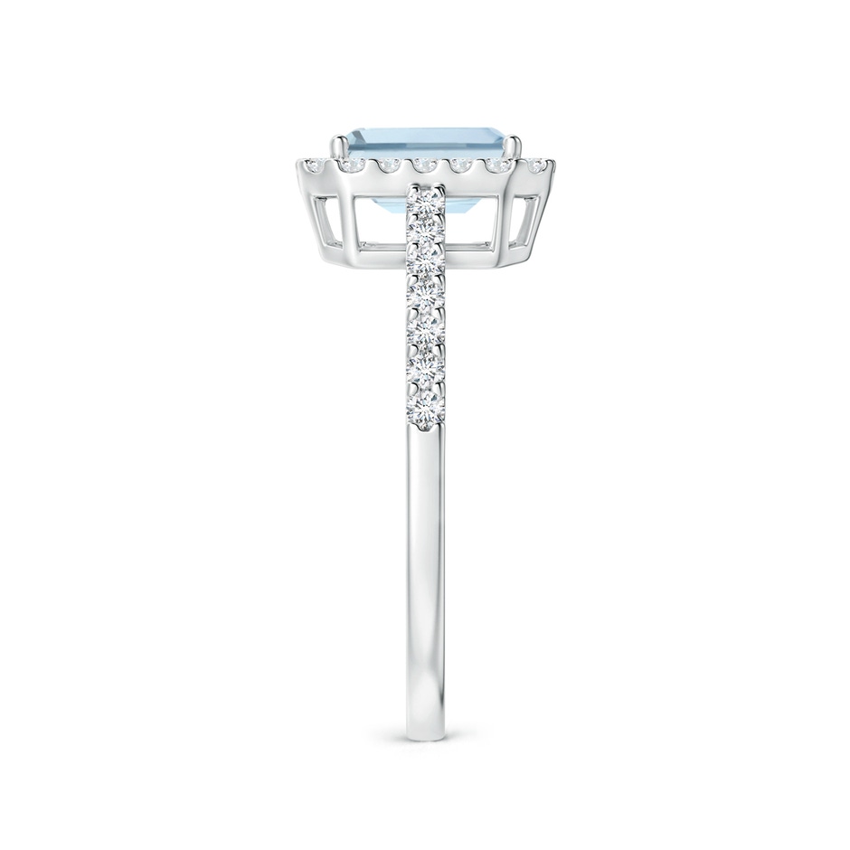 7x5mm A Vintage Inspired Emerald-Cut Aquamarine Halo Ring in White Gold side-2