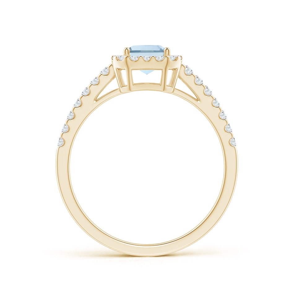 7x5mm A Vintage Inspired Emerald-Cut Aquamarine Halo Ring in Yellow Gold side-1