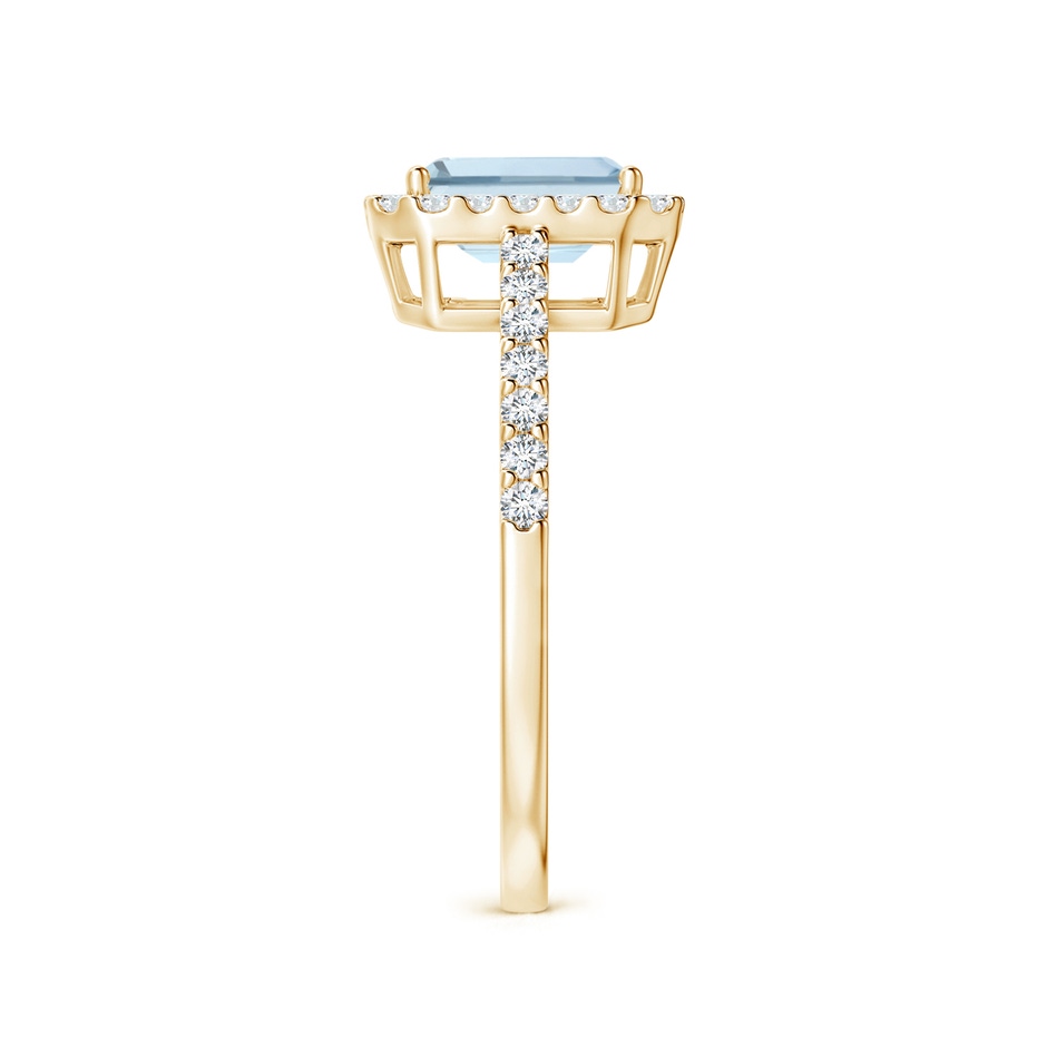 7x5mm A Vintage Inspired Emerald-Cut Aquamarine Halo Ring in Yellow Gold side-2