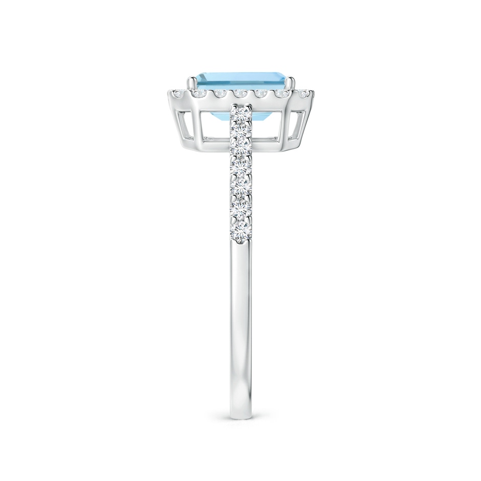 7x5mm AAA Vintage Inspired Emerald-Cut Aquamarine Halo Ring in P950 Platinum side-2