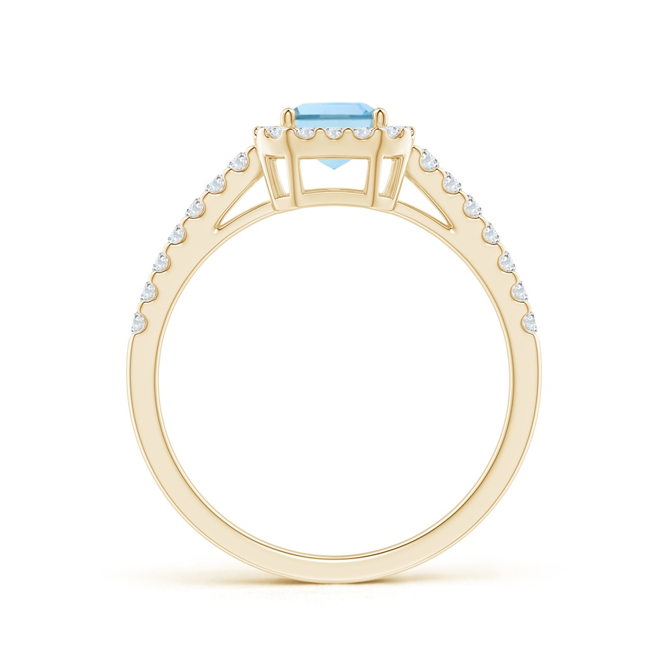 7x5mm AAA Vintage Inspired Emerald-Cut Aquamarine Halo Ring in Yellow Gold side-1