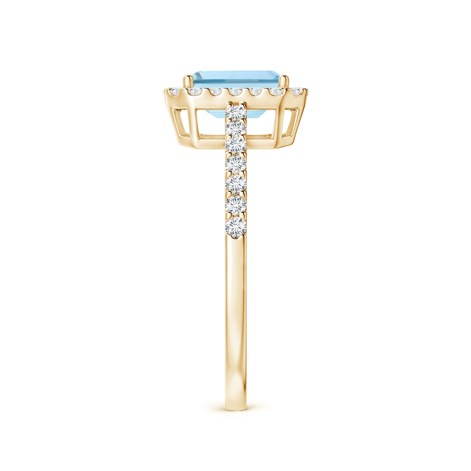 7x5mm AAA Vintage Inspired Emerald-Cut Aquamarine Halo Ring in Yellow Gold side-2