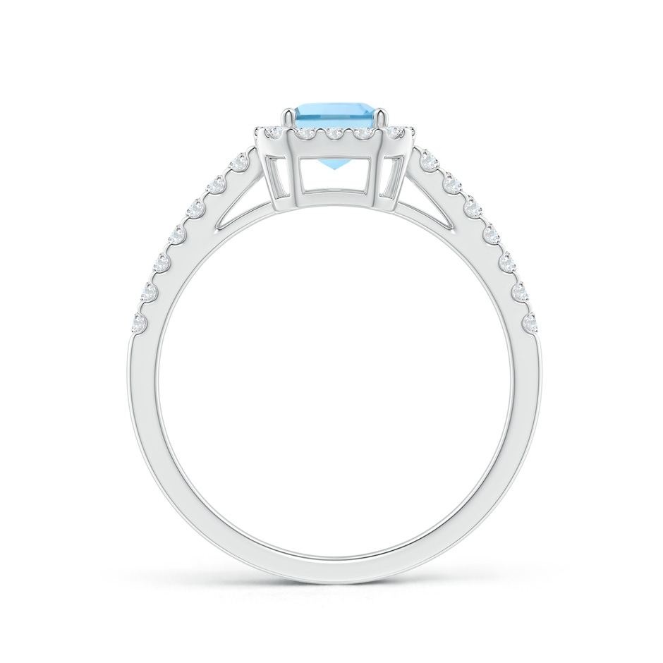 7x5mm AAAA Vintage Inspired Emerald-Cut Aquamarine Halo Ring in White Gold side-1