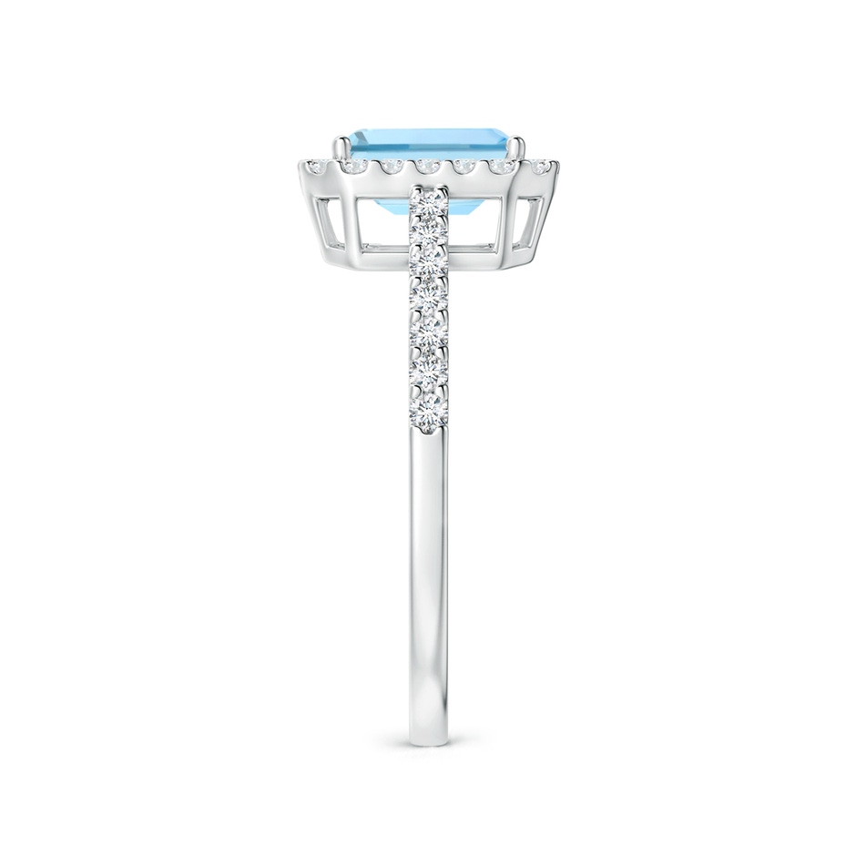 7x5mm AAAA Vintage Inspired Emerald-Cut Aquamarine Halo Ring in White Gold side-2