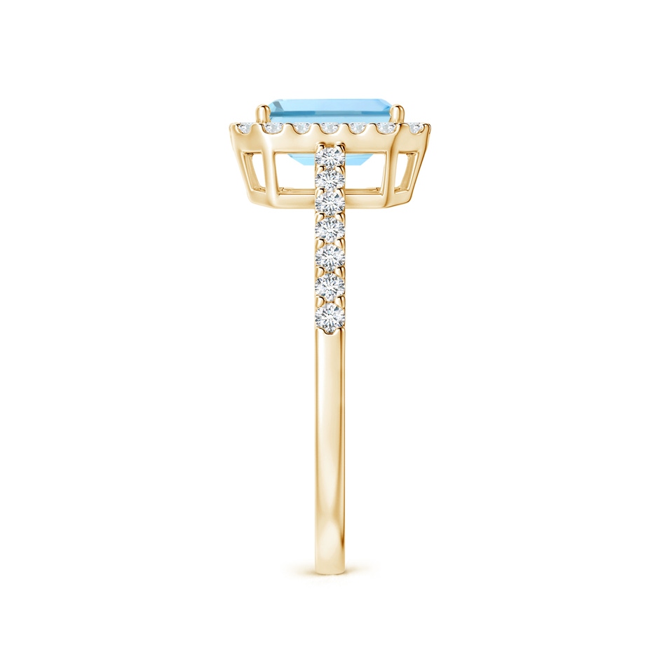 7x5mm AAAA Vintage Inspired Emerald-Cut Aquamarine Halo Ring in Yellow Gold side-2