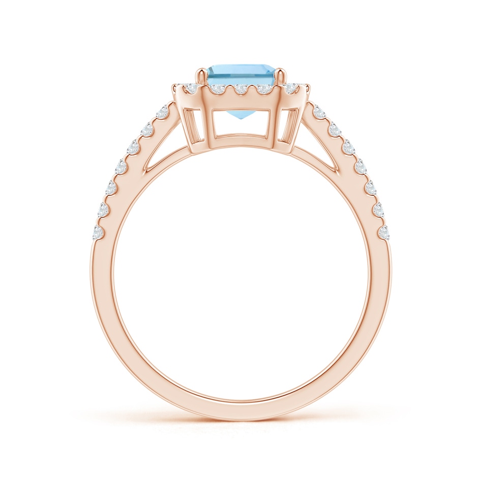 8x6mm AAA Vintage Inspired Emerald-Cut Aquamarine Halo Ring in Rose Gold side-1