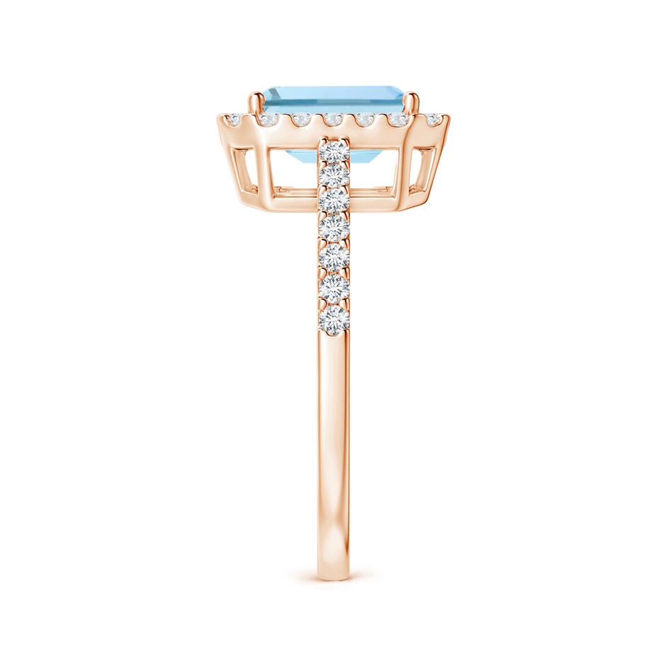 8x6mm AAA Vintage Inspired Emerald-Cut Aquamarine Halo Ring in Rose Gold side-2