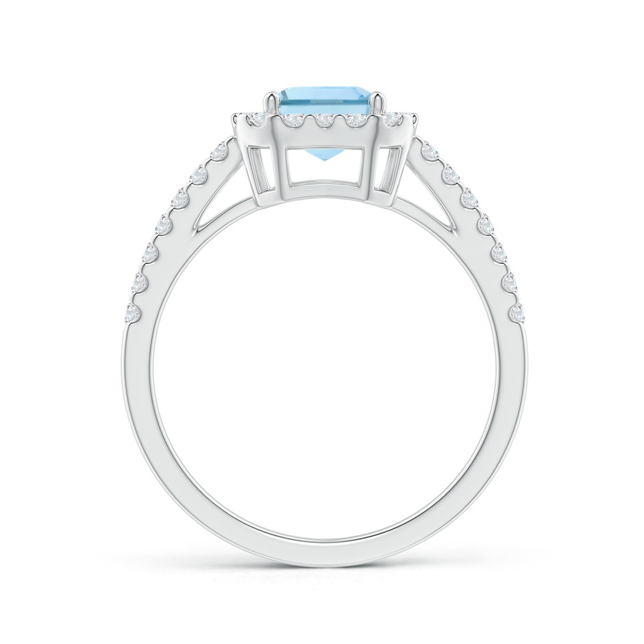 8x6mm AAA Vintage Inspired Emerald-Cut Aquamarine Halo Ring in White Gold side-1