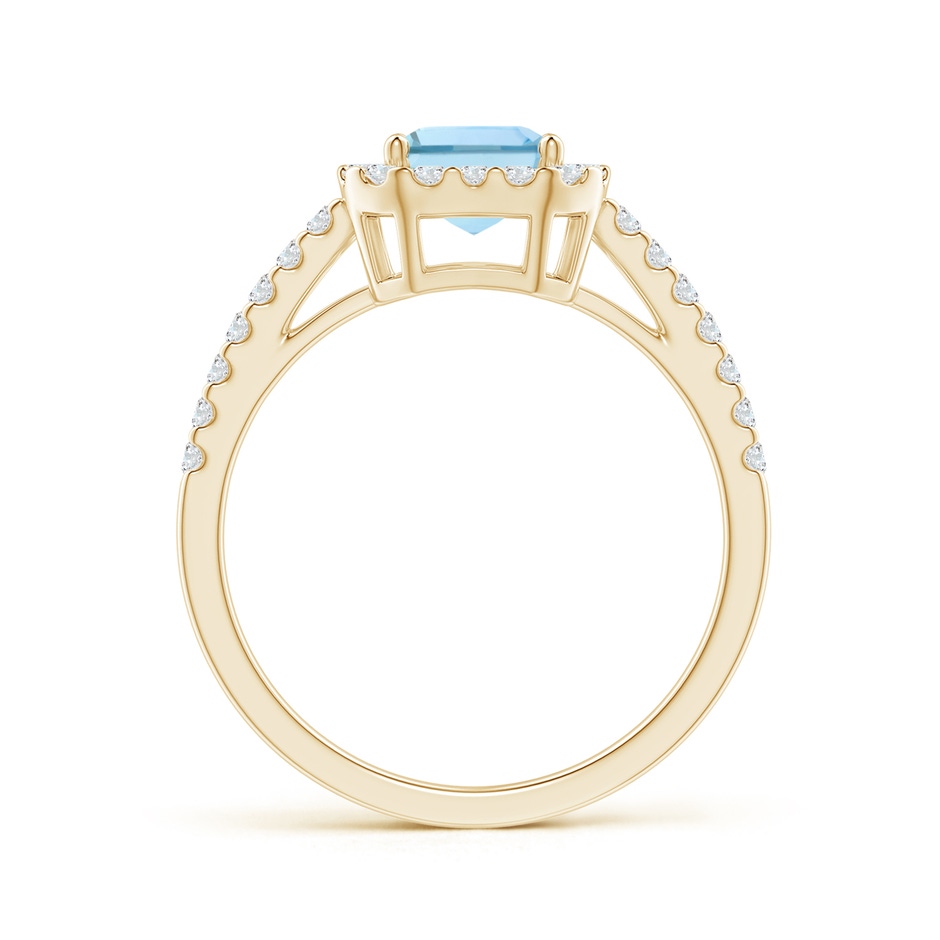 8x6mm AAA Vintage Inspired Emerald-Cut Aquamarine Halo Ring in Yellow Gold side-1
