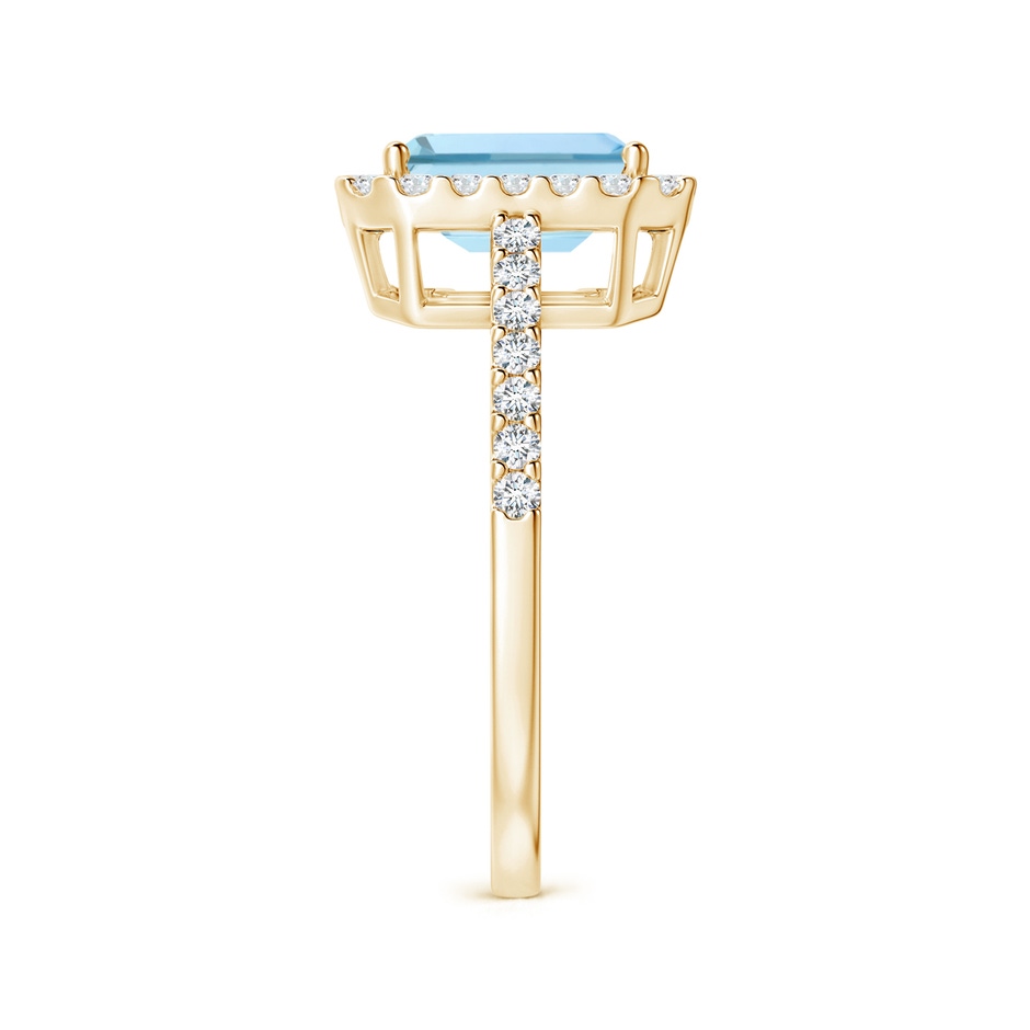 8x6mm AAA Vintage Inspired Emerald-Cut Aquamarine Halo Ring in Yellow Gold side-2