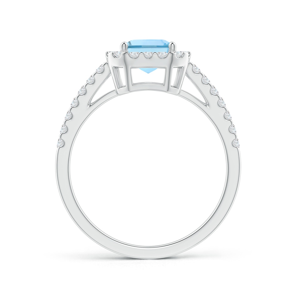 8x6mm AAAA Vintage Inspired Emerald-Cut Aquamarine Halo Ring in White Gold side-1