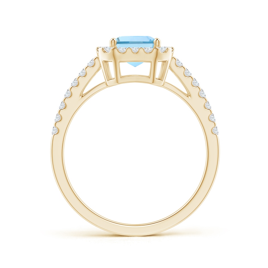 8x6mm AAAA Vintage Inspired Emerald-Cut Aquamarine Halo Ring in Yellow Gold side-1