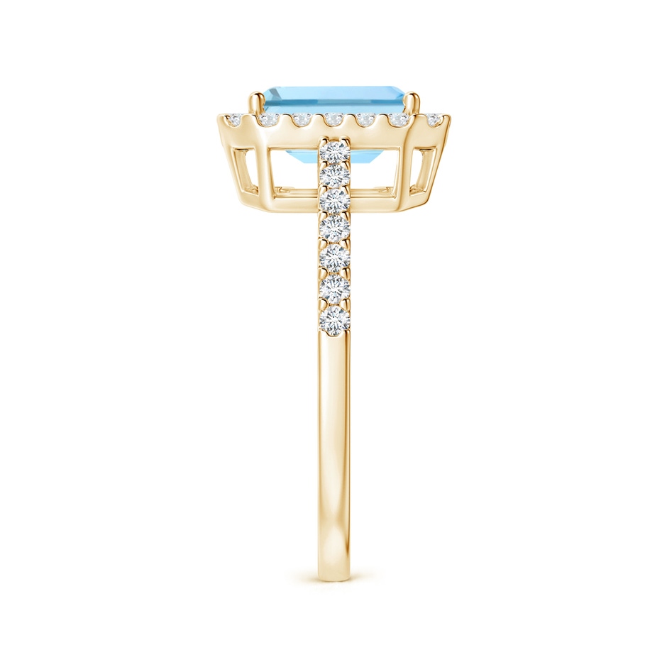 8x6mm AAAA Vintage Inspired Emerald-Cut Aquamarine Halo Ring in Yellow Gold side-2