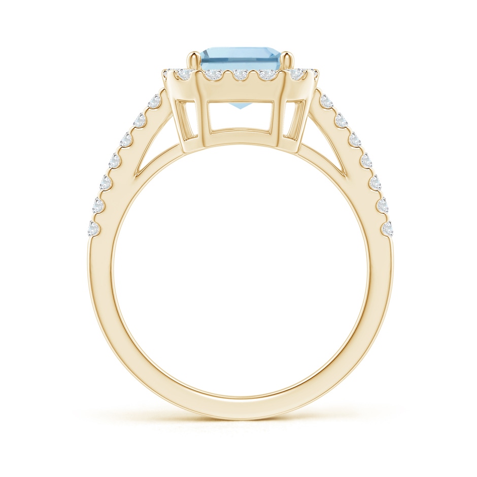 9x7mm AA Vintage Inspired Emerald-Cut Aquamarine Halo Ring in Yellow Gold side-1