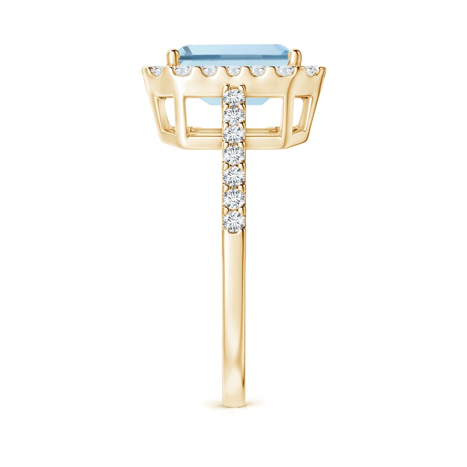 9x7mm AA Vintage Inspired Emerald-Cut Aquamarine Halo Ring in Yellow Gold side-2