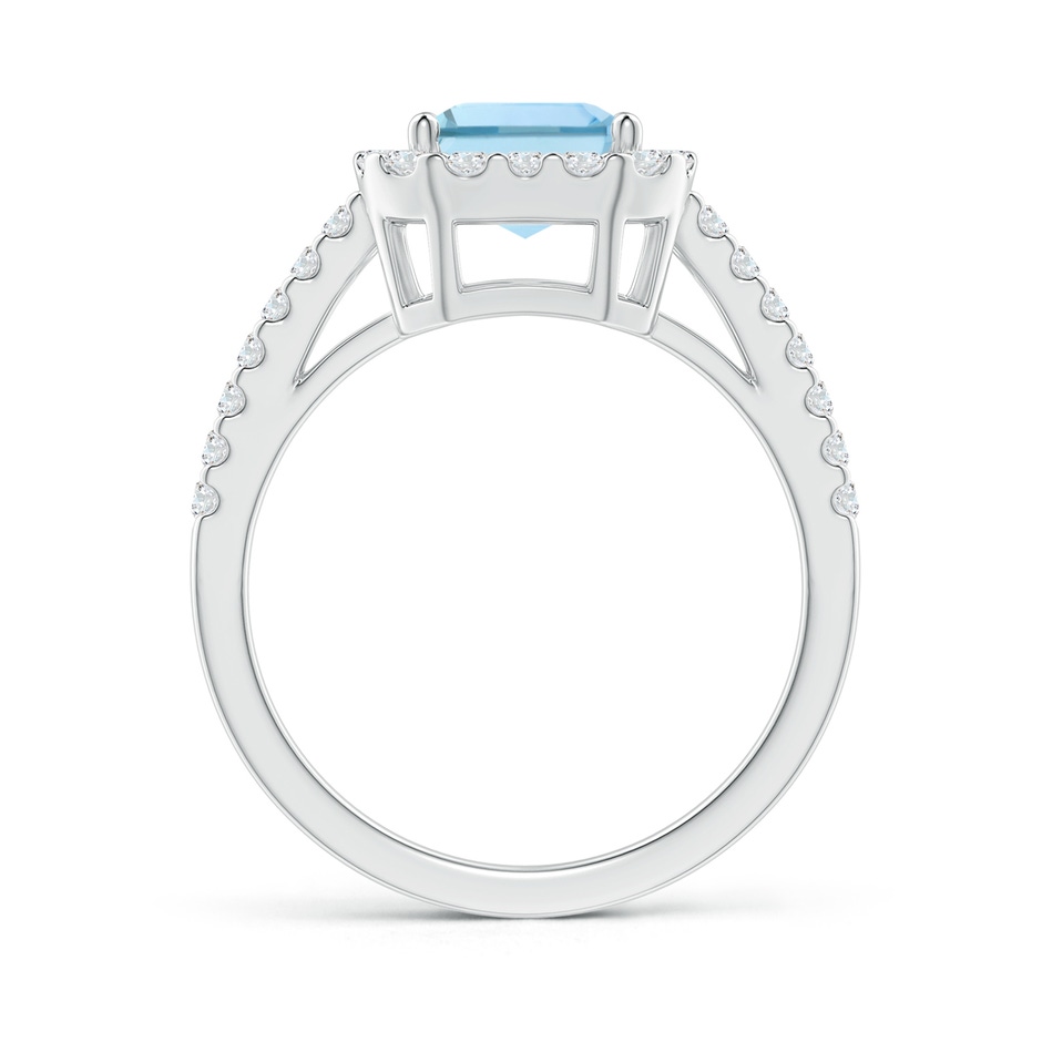 9x7mm AAA Vintage Inspired Emerald-Cut Aquamarine Halo Ring in White Gold side-1