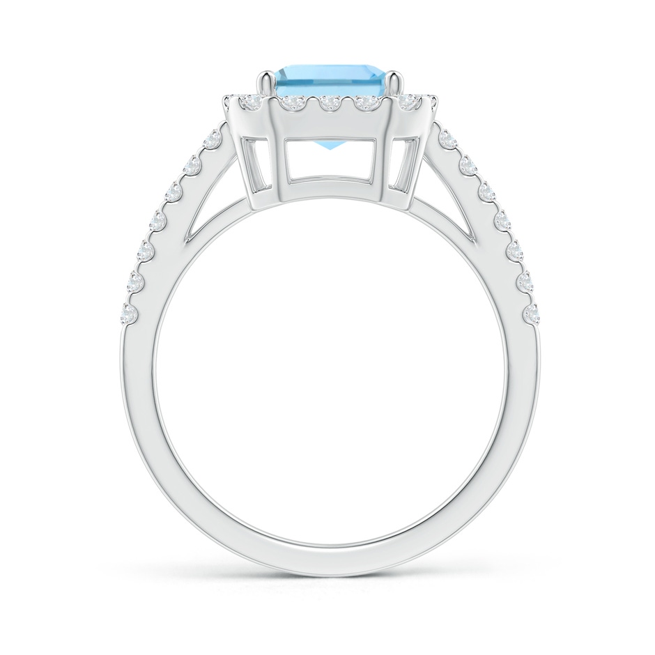9x7mm AAAA Vintage Inspired Emerald-Cut Aquamarine Halo Ring in White Gold side-1