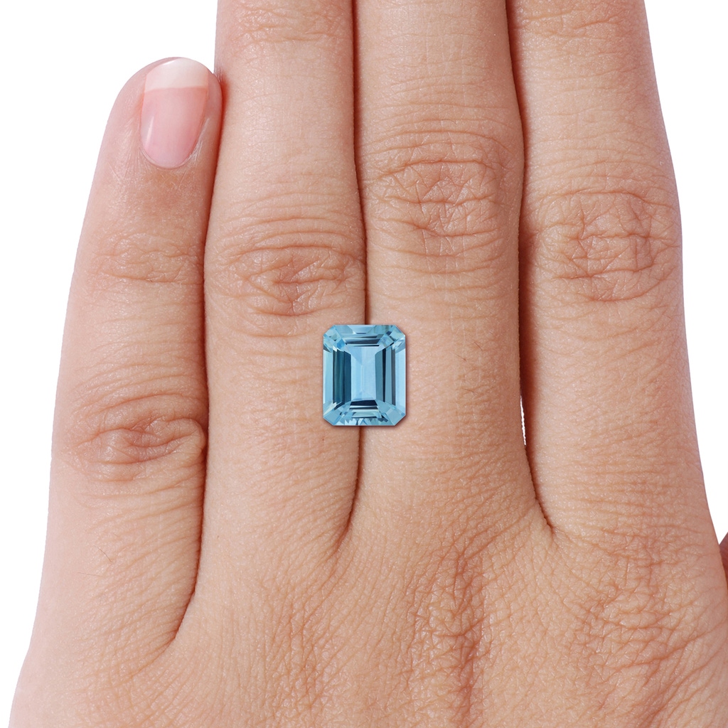 10.15x8.13x4.77mm AAAA Emerald-Cut Aquamarine Halo Ring in White Gold Side 699