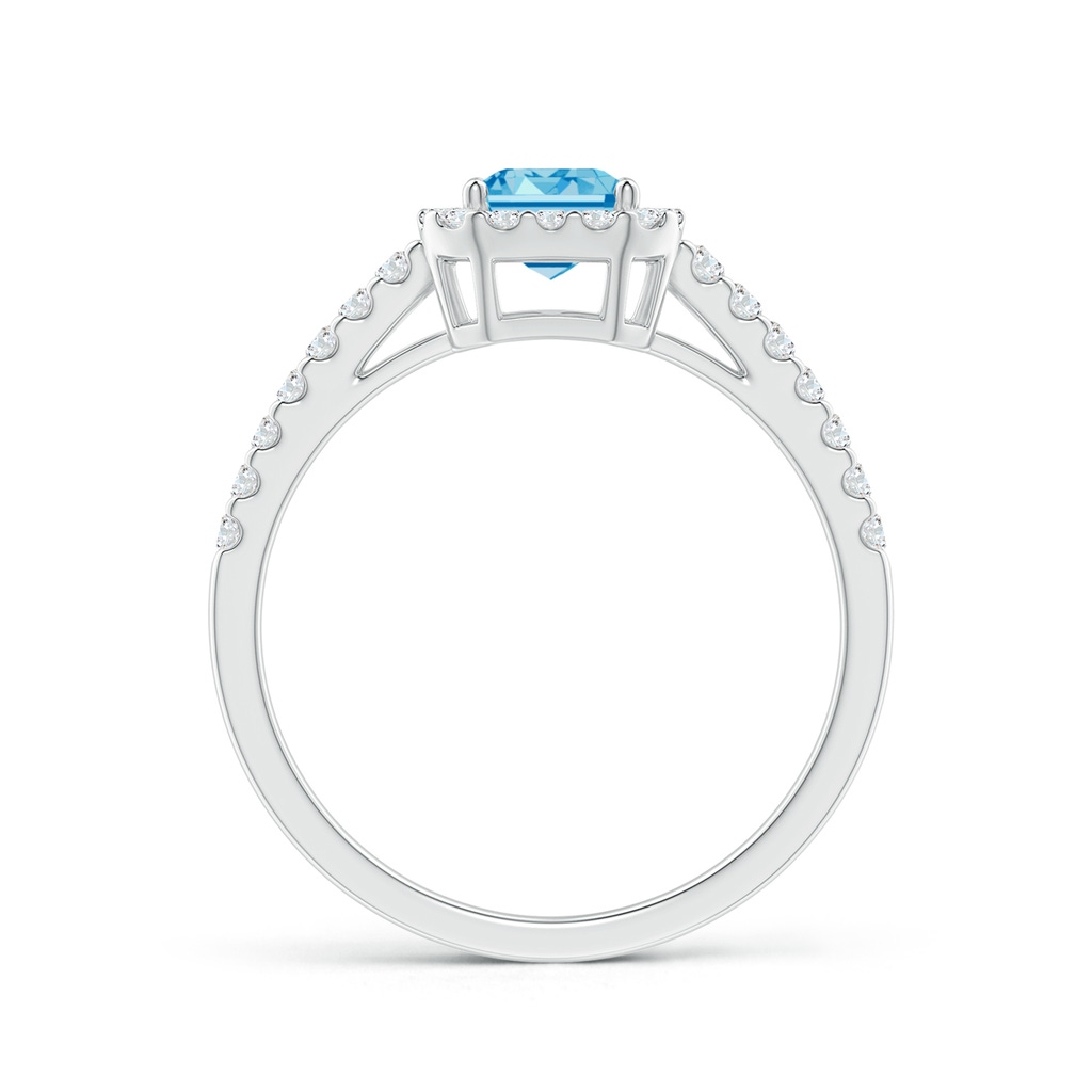 5x3mm AAAA Emerald-Cut Fancy Intense Blue Diamond Halo Ring in P950 Platinum - side 199