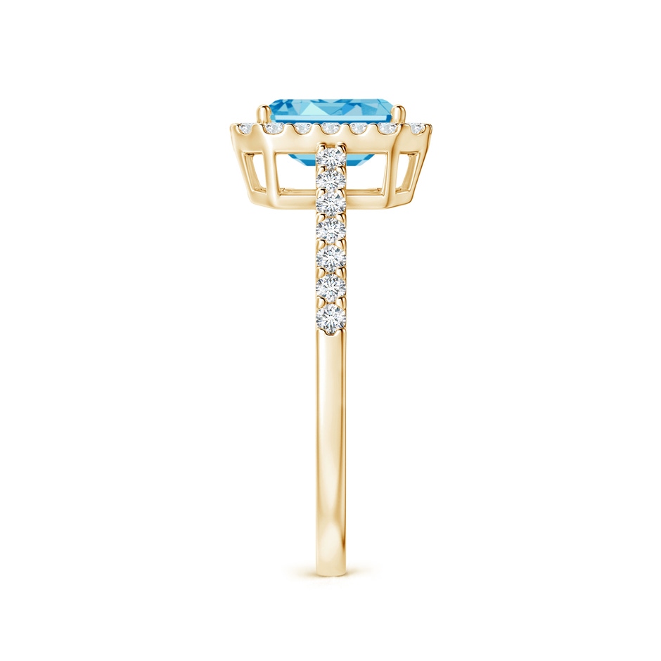5x3mm AAAA Emerald-Cut Fancy Intense Blue Diamond Halo Ring in Yellow Gold side 299