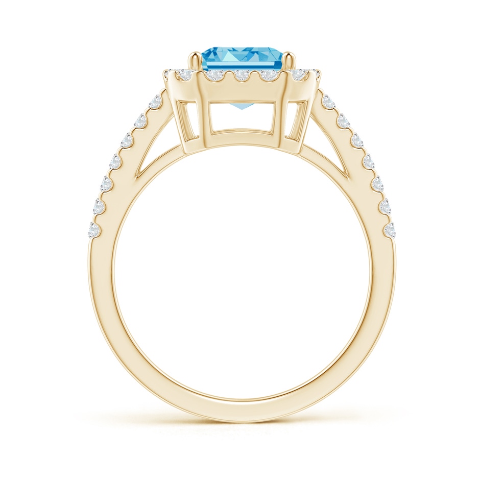 7x5mm AAAA Emerald-Cut Fancy Intense Blue Diamond Halo Ring in Yellow Gold side 199