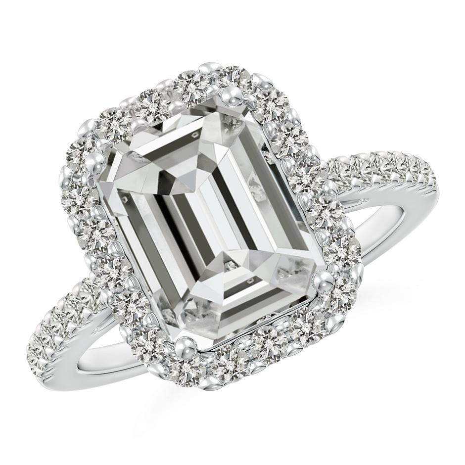 10x7.5mm KI3 Emerald-Cut Diamond Halo Ring in P950 Platinum 