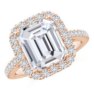 10x8.5mm HSI2 Emerald-Cut Diamond Halo Ring in Rose Gold