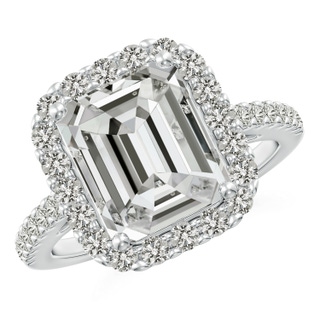 10x8.5mm KI3 Emerald-Cut Diamond Halo Ring in P950 Platinum