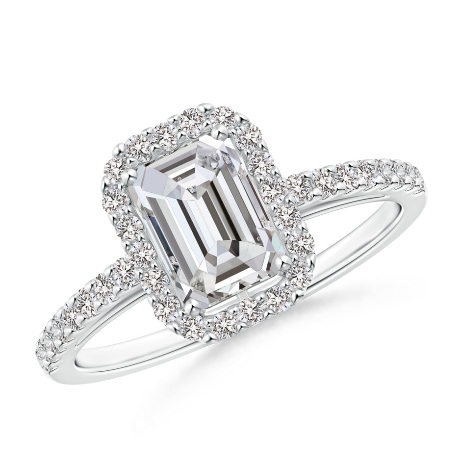 5x3mm IJI1I2 Emerald-Cut Diamond Halo Ring in White Gold 
