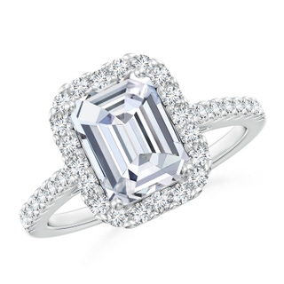 7x5mm GVS2 Emerald-Cut Diamond Halo Ring in P950 Platinum