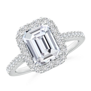 7x5mm HSI2 Emerald-Cut Diamond Halo Ring in P950 Platinum