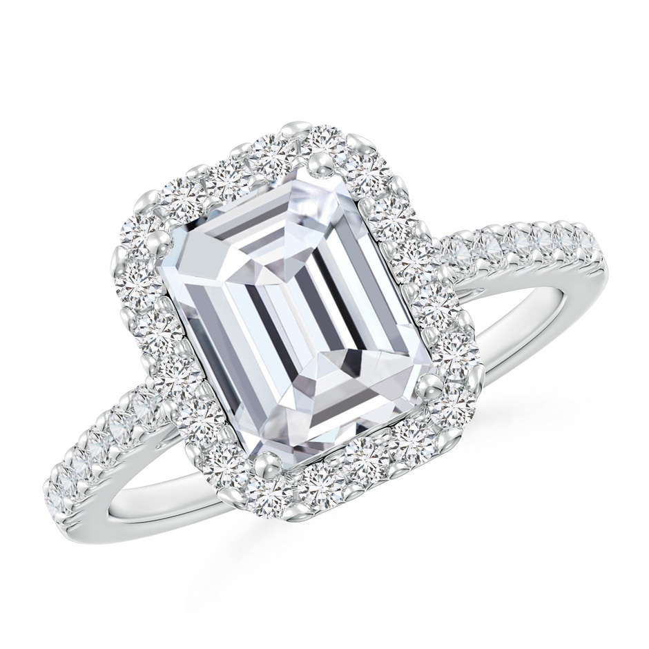 7x5mm HSI2 Emerald-Cut Diamond Halo Ring in P950 Platinum 