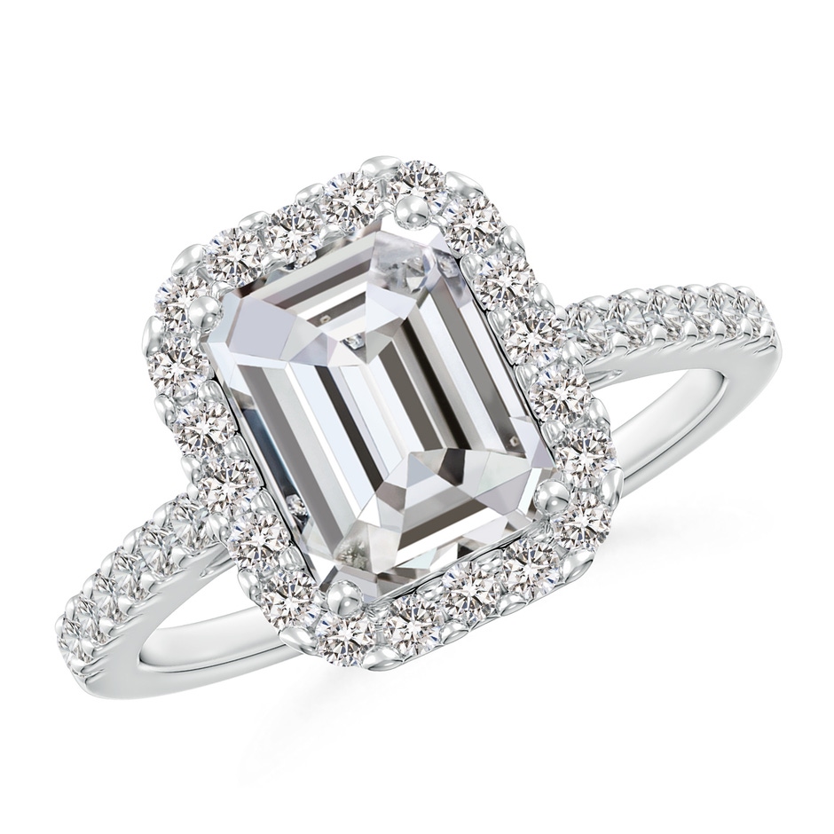 7x5mm IJI1I2 Emerald-Cut Diamond Halo Ring in P950 Platinum 